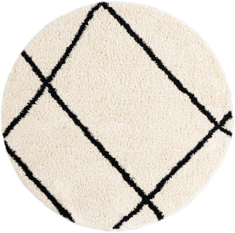 10' x 10' Rockingham · Diamond shag rug, pearl and black