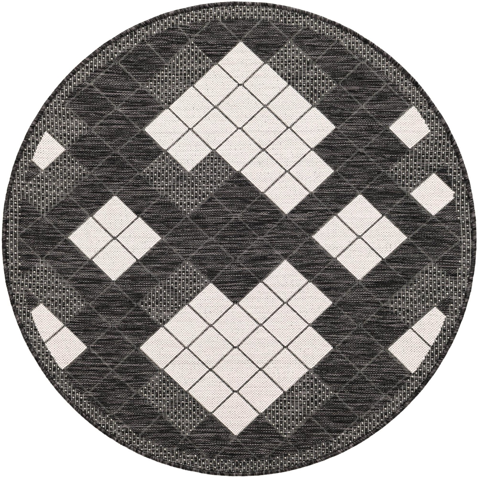 3' 1 x 3' 1 Keaton · Plaid Outdoor Rug, black and white