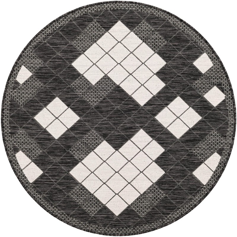 3' 1 x 3' 1 Keaton · Plaid Outdoor Rug, black and white