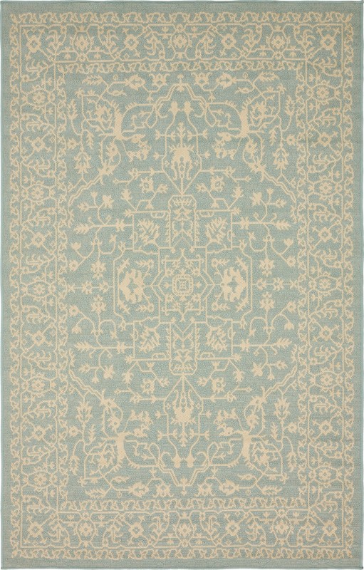 Fanshawe · Medallion Outdoor Rug, light blue and beige