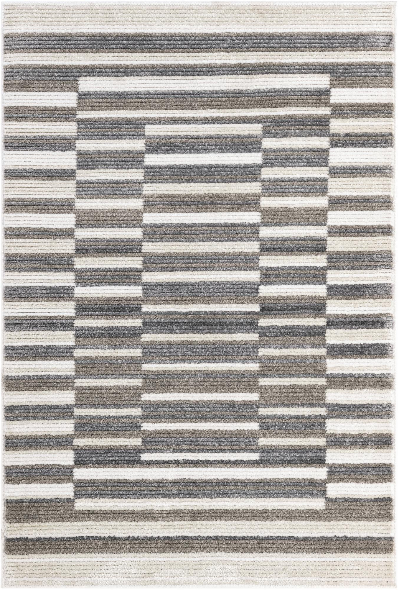4' x 6' Brandt · Geometric rug, gray and ivory