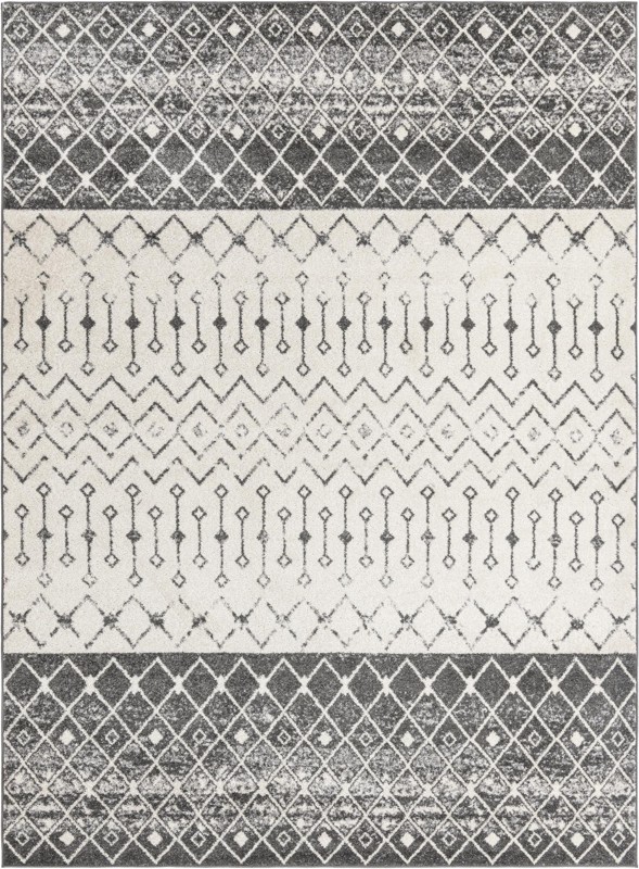 9' x 12' Vernon · Geometric tribal rug, gray and ivory