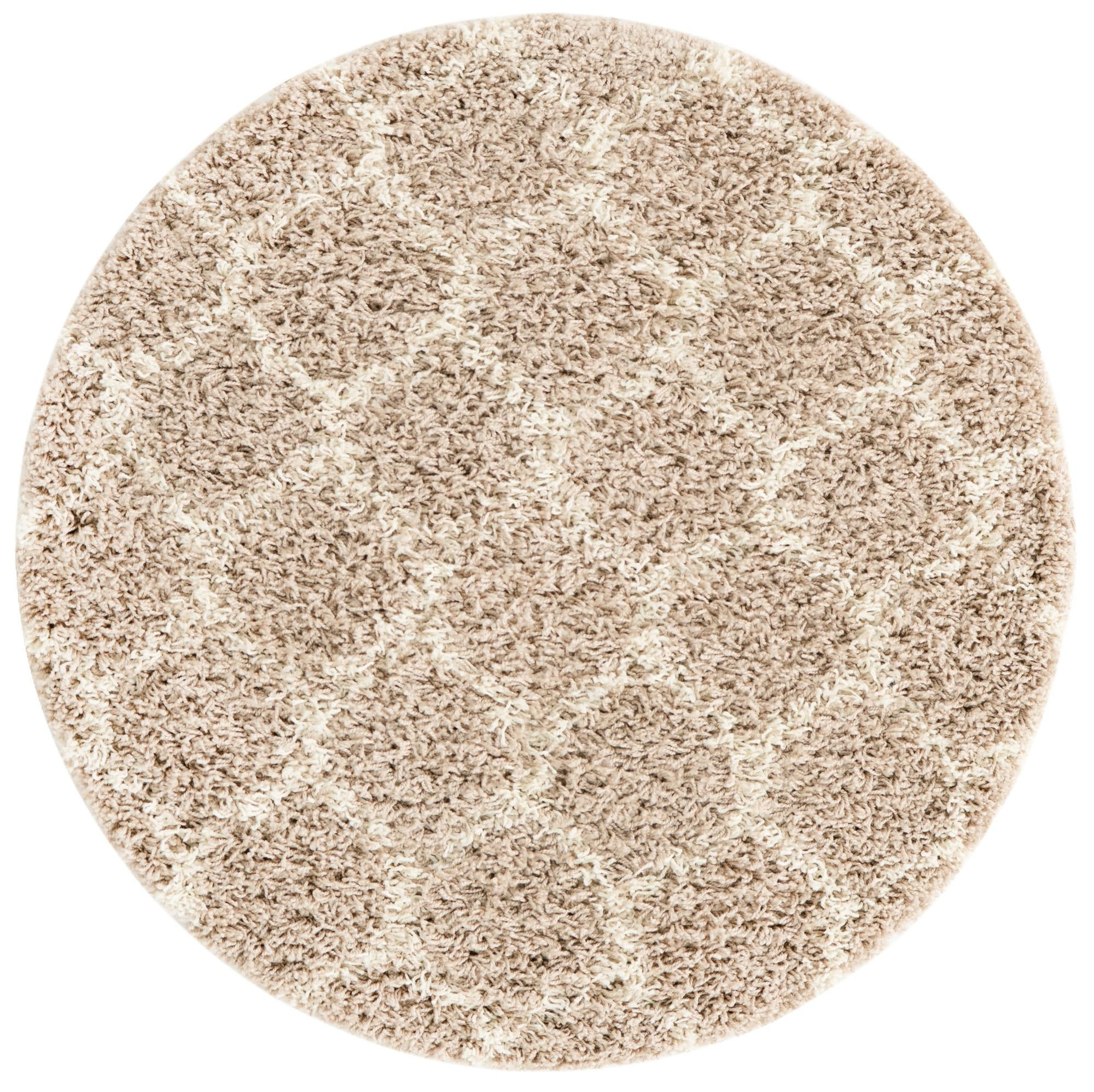 3' 3 x 3' 3 Barnett · Lattice Shag Rug, light brown and ivory