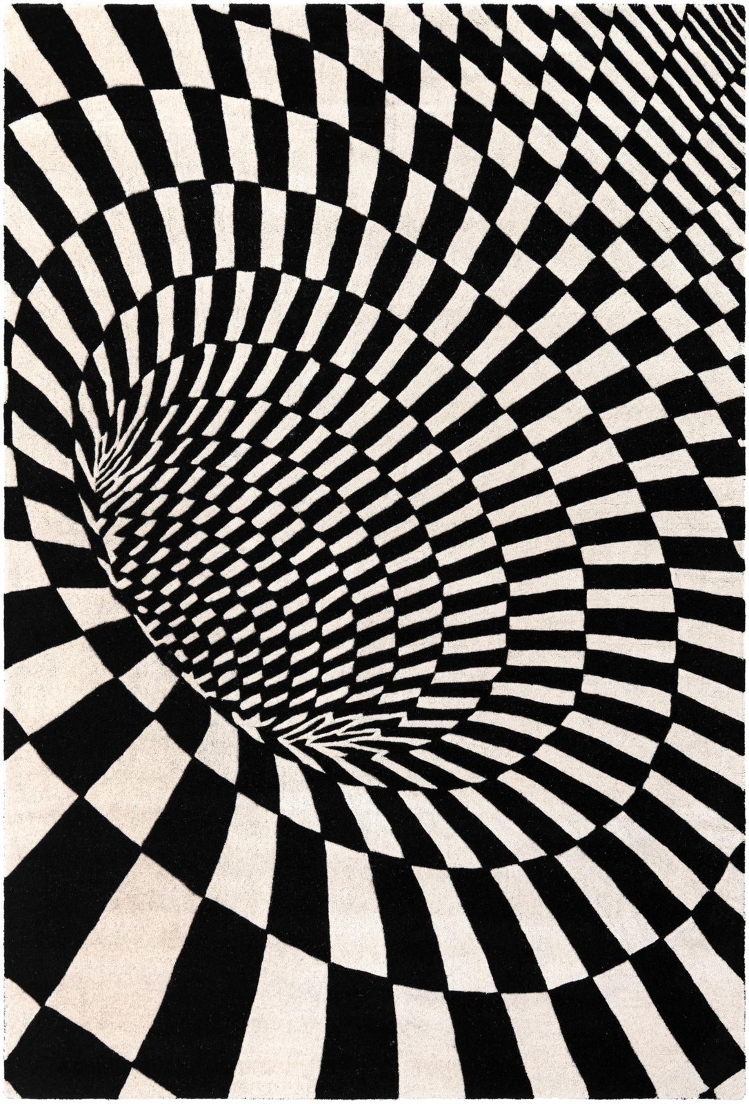 6' 1 x 9' Otto · Checkered Wool Rug, black and white