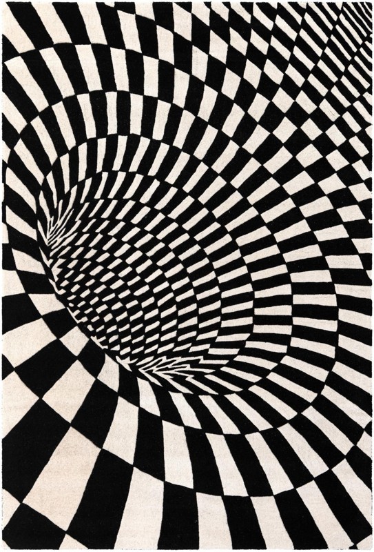 Otto · Checkered Wool Rug, black and white