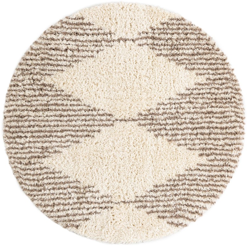8' x 8' Carlton · Geometric Shag Rug, pearl and khaki