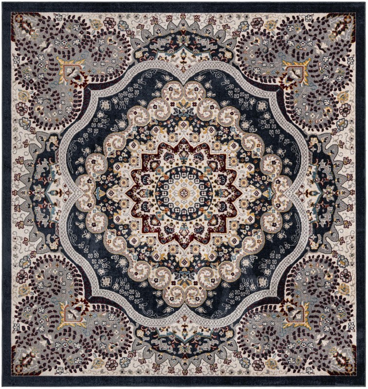 Candlelight · Border Washable Rug, navy blue
