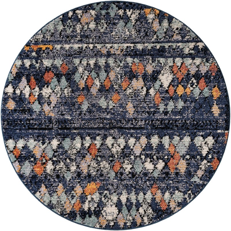 7' x 7' Walker · Diamond rug, navy
