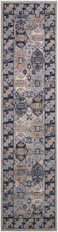 Orme · Geometric medallion Washable Rug, blue and beige