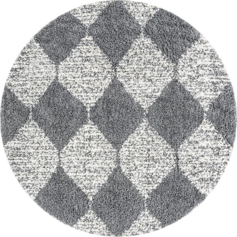 7' x 7' Newton · Diamond Shag Rug, gray
