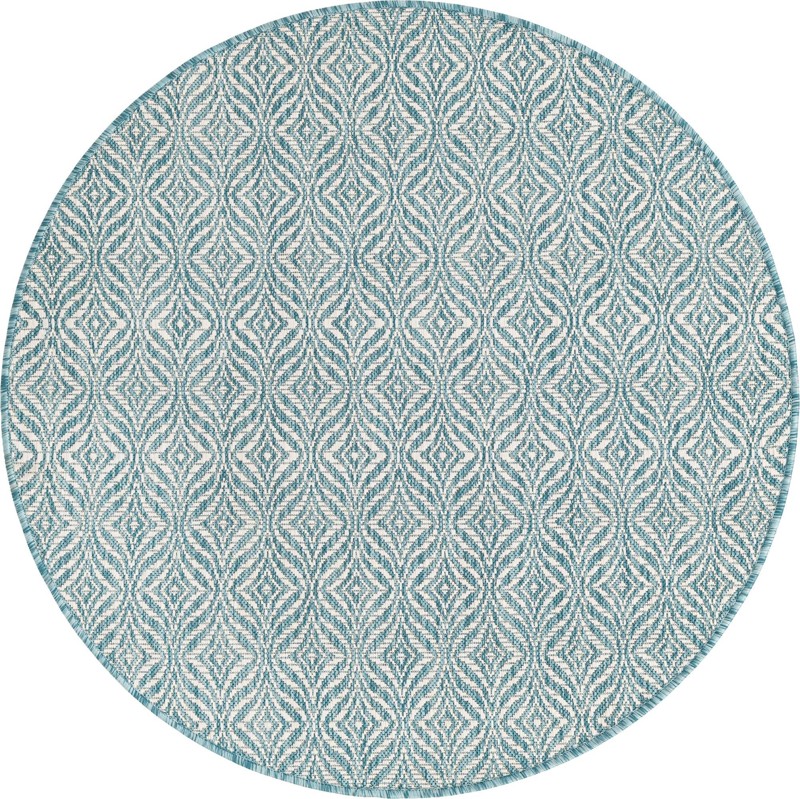 4' x 4' Fairley · Geometric Outdoor Rug, aqua