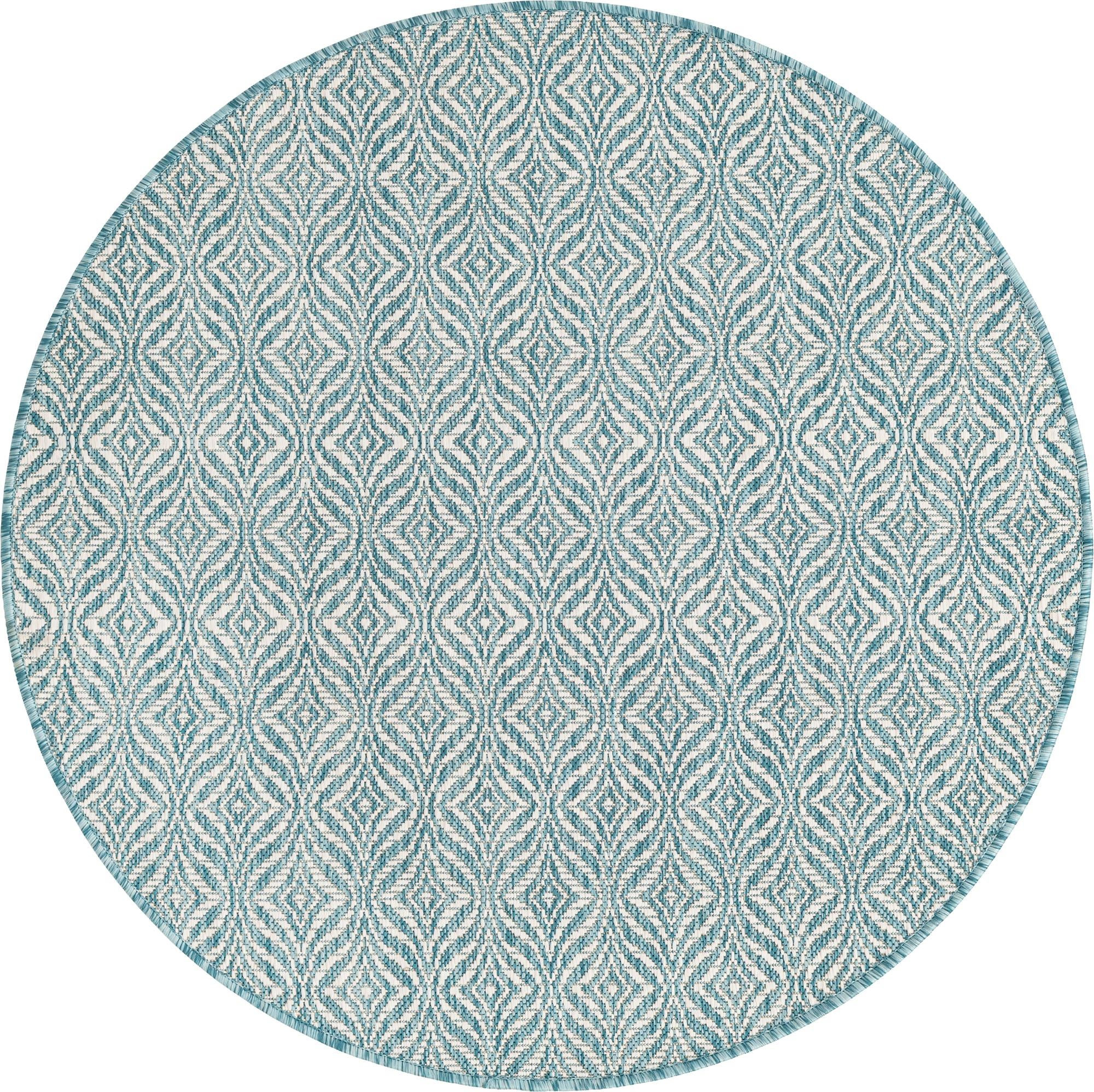 4' x 4' Fairley · Geometric Outdoor Rug, aqua