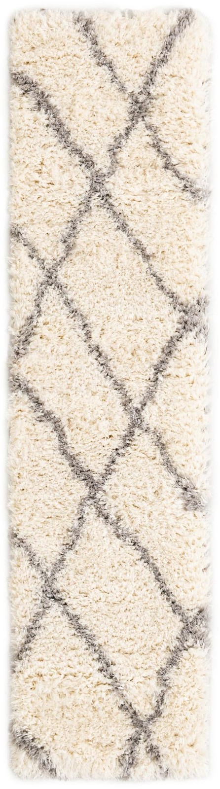 2' x 8' Rockingham · Diamond Shag Rug, pearl and gray