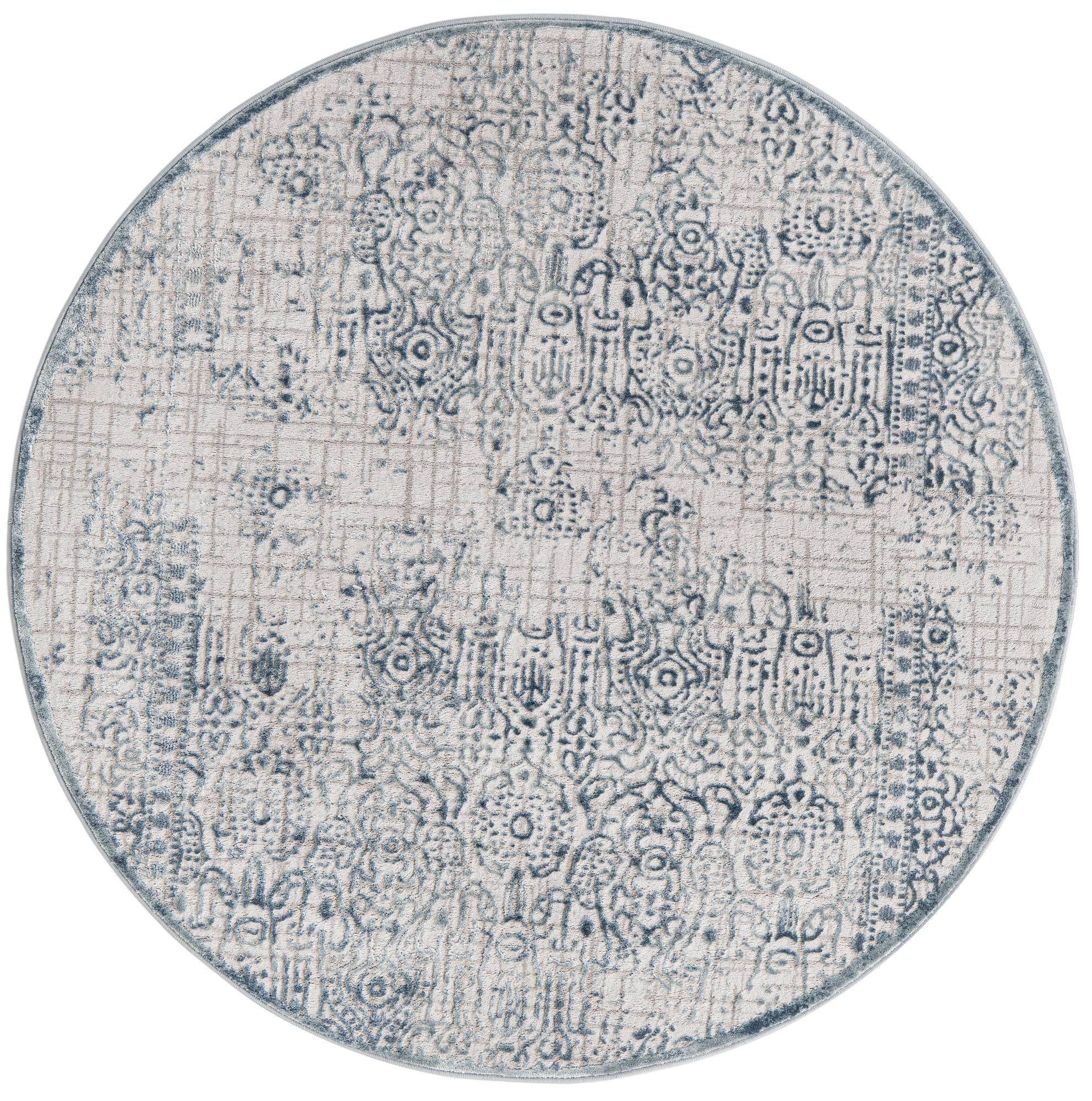 5' 3 x 5' 3 Ardmore · Distressed medallion rug, blue and ivory