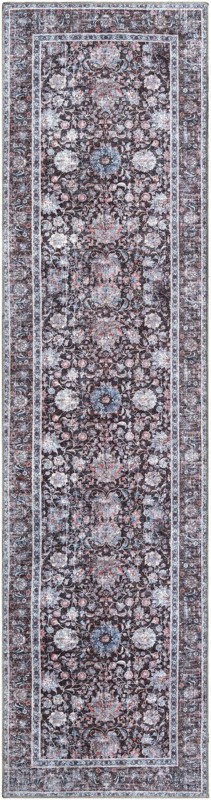 2' 7 x 10' Bertie · Floral medallion rug, brown and blue