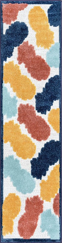 2' x 8' Ewell · Pineapple Outdoor Rug, multicolor and white