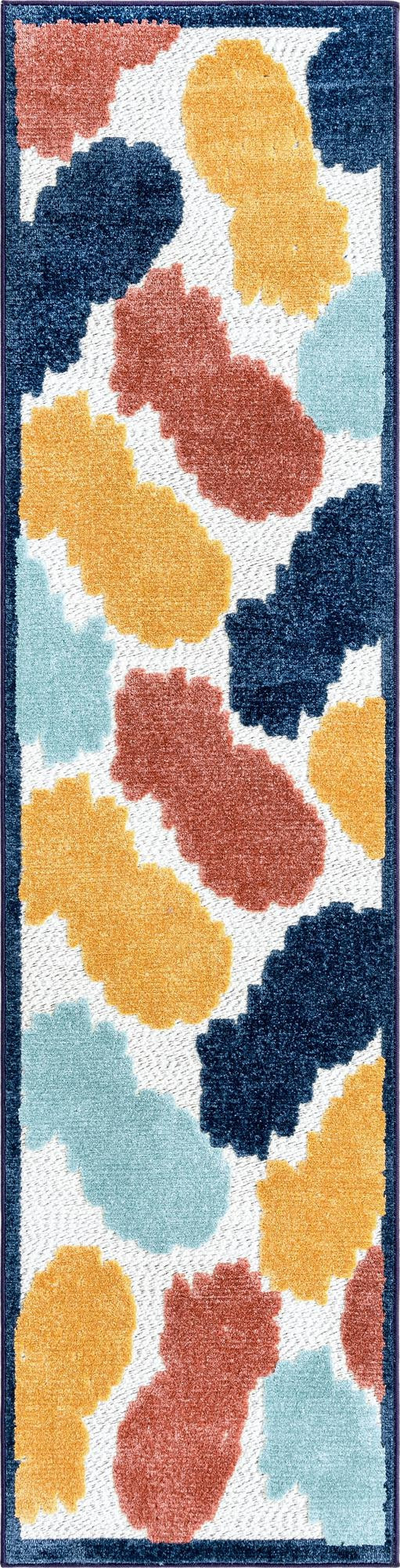 2' x 8' Ewell · Pineapple Outdoor Rug, multicolor and white