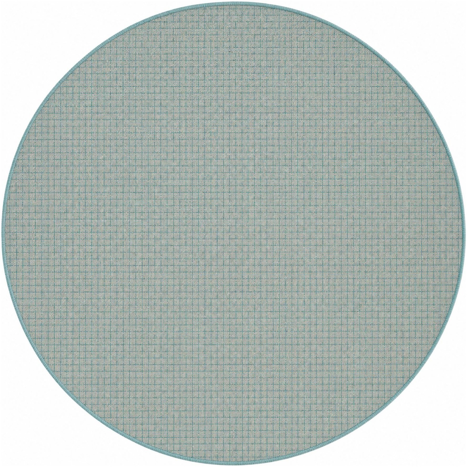 6' x 6' Loam · Grid Outdoor Rug, aqua blue