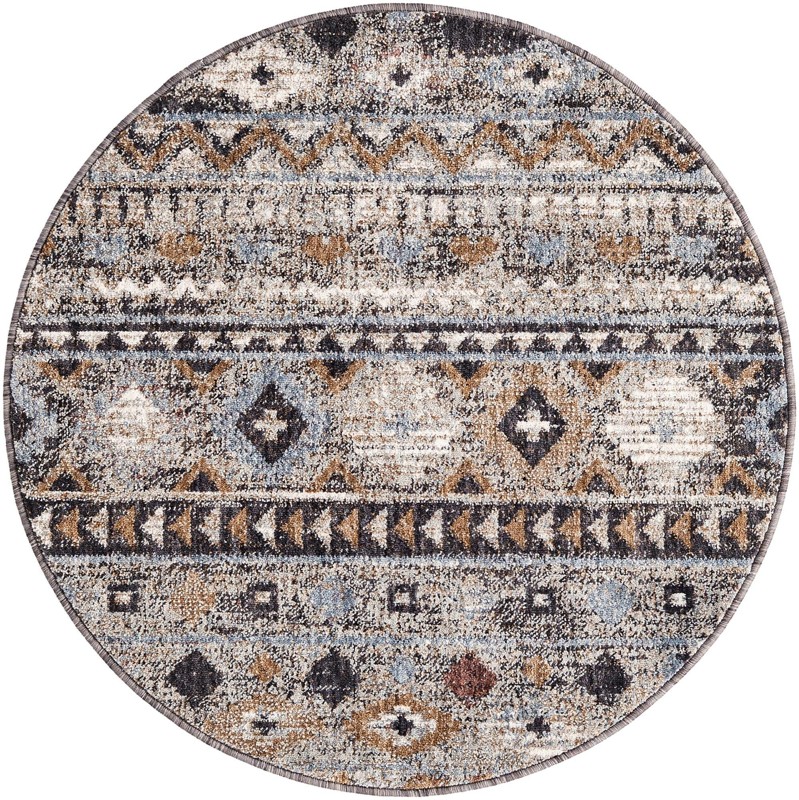 3' 3 x 3' 3 Emporia · Chevron rug, khaki gray