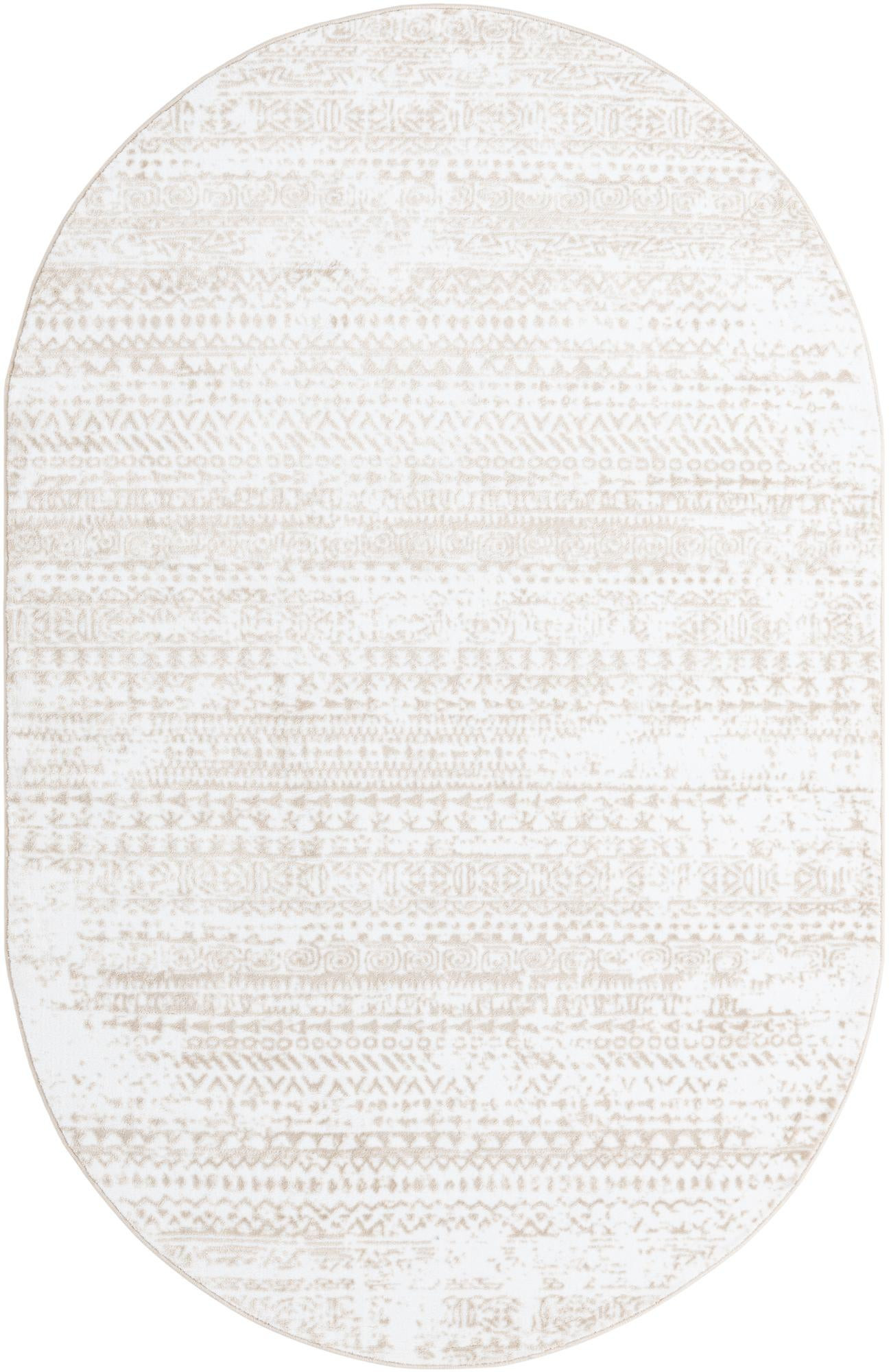 5' 3 x 8' Gleason · Tribal geometric rug, snow white and beige