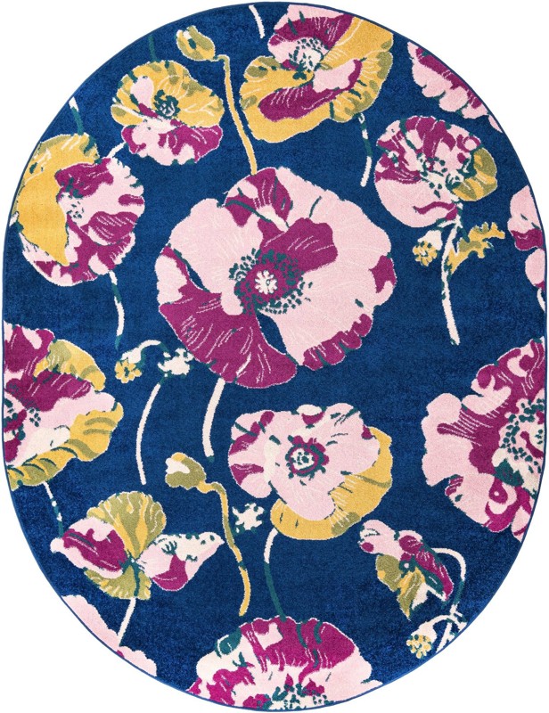 7' 10 x 10' Hyland · Floral rug, navy and pink