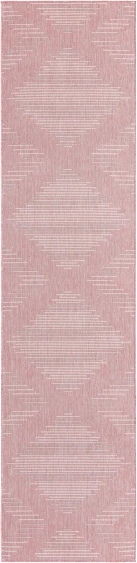 3' 3 x 14' Harlow · Geometric diamond Outdoor Rug, pink and ivory