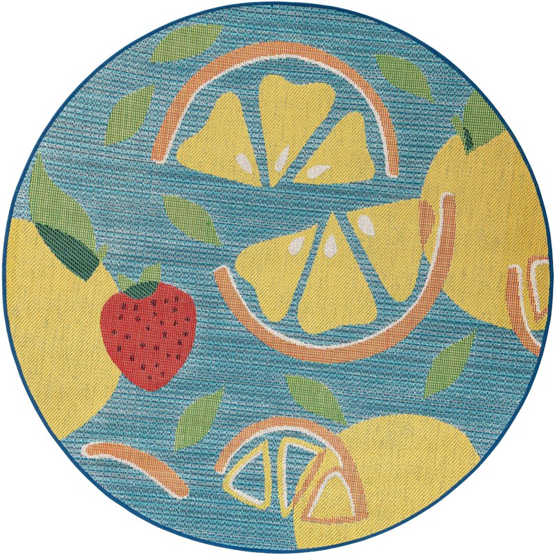 6' 1 x 6' 1 Masterson · Border Outdoor Rug, blue