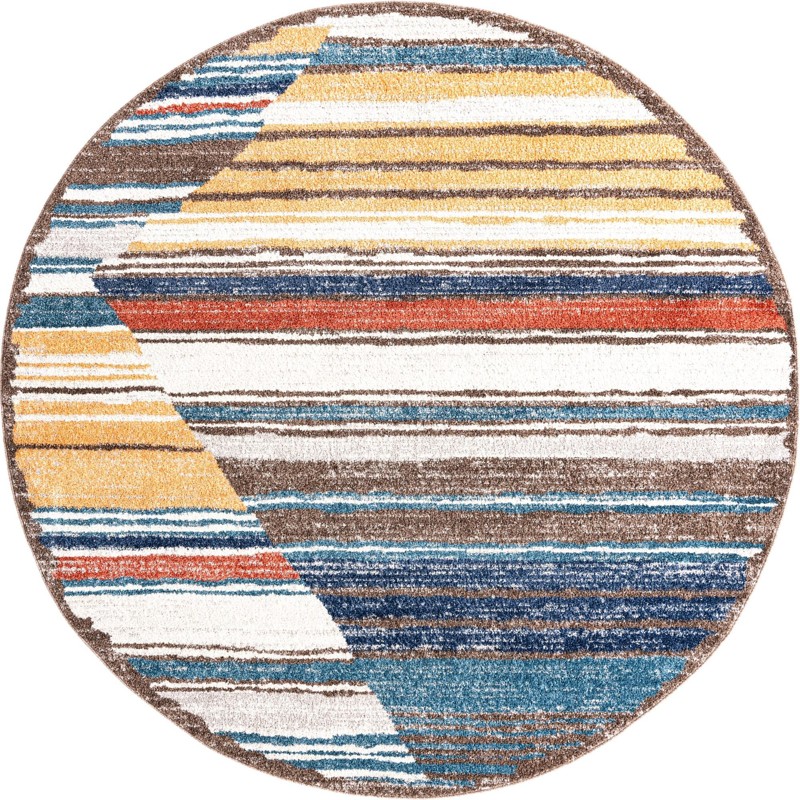 7' x 7' Baird · Striped rug, ivory and multicolor