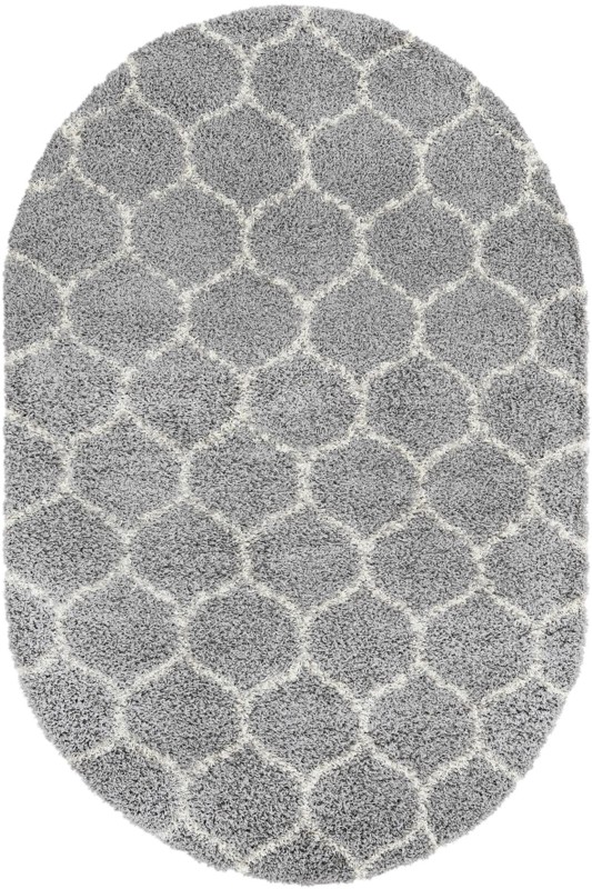Barnett · Lattice Shag Rug, gray and ivory