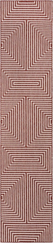 Gorse · Geometric Outdoor Rug, rust red