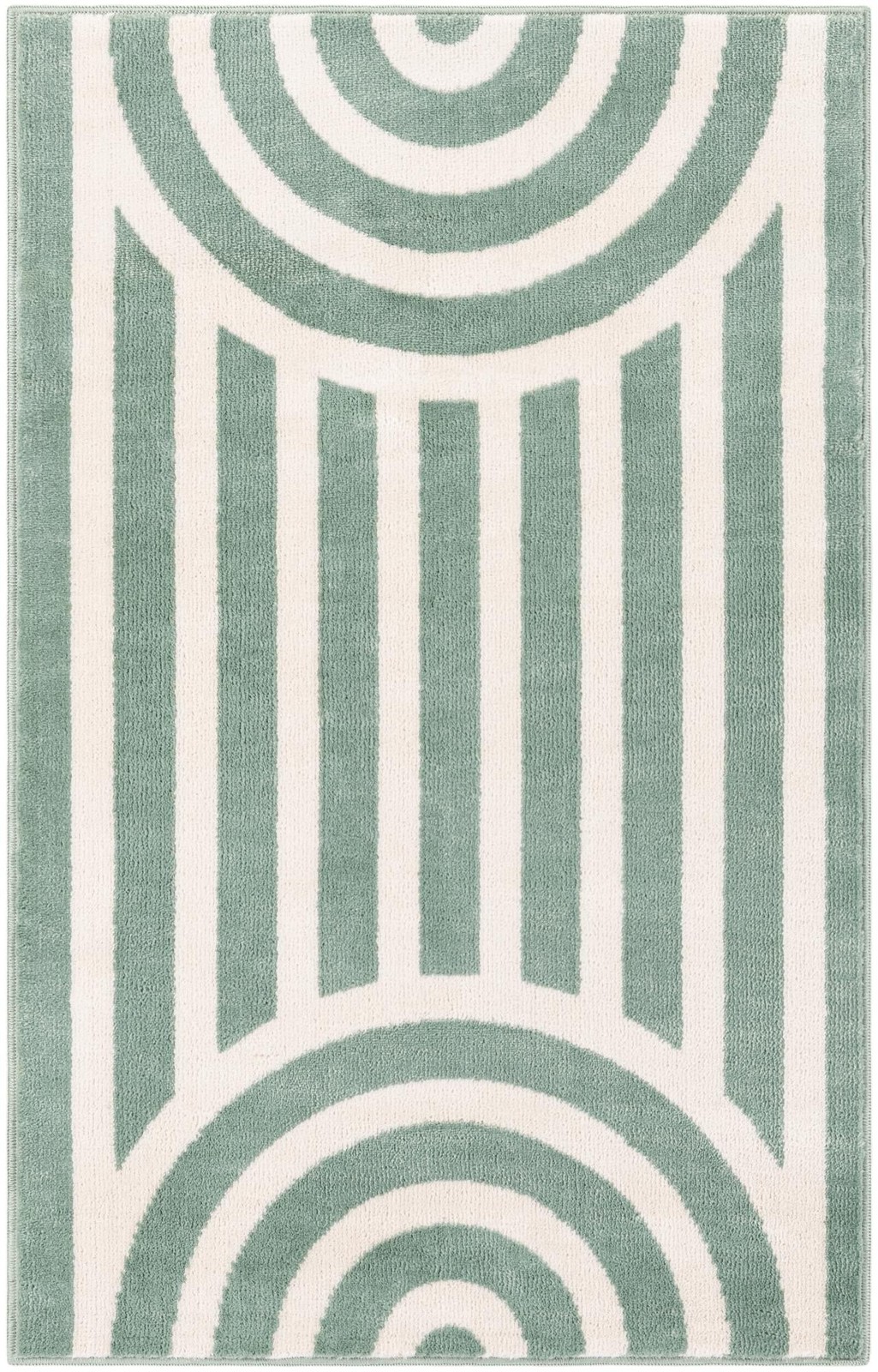 2' x 3' Nye · Geometric rug, soft green