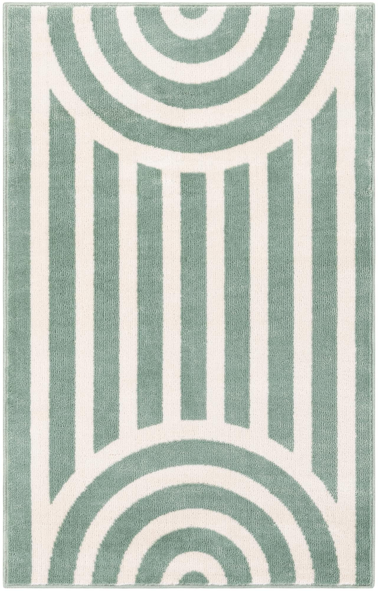 2' x 3' Nye · Geometric rug, soft green