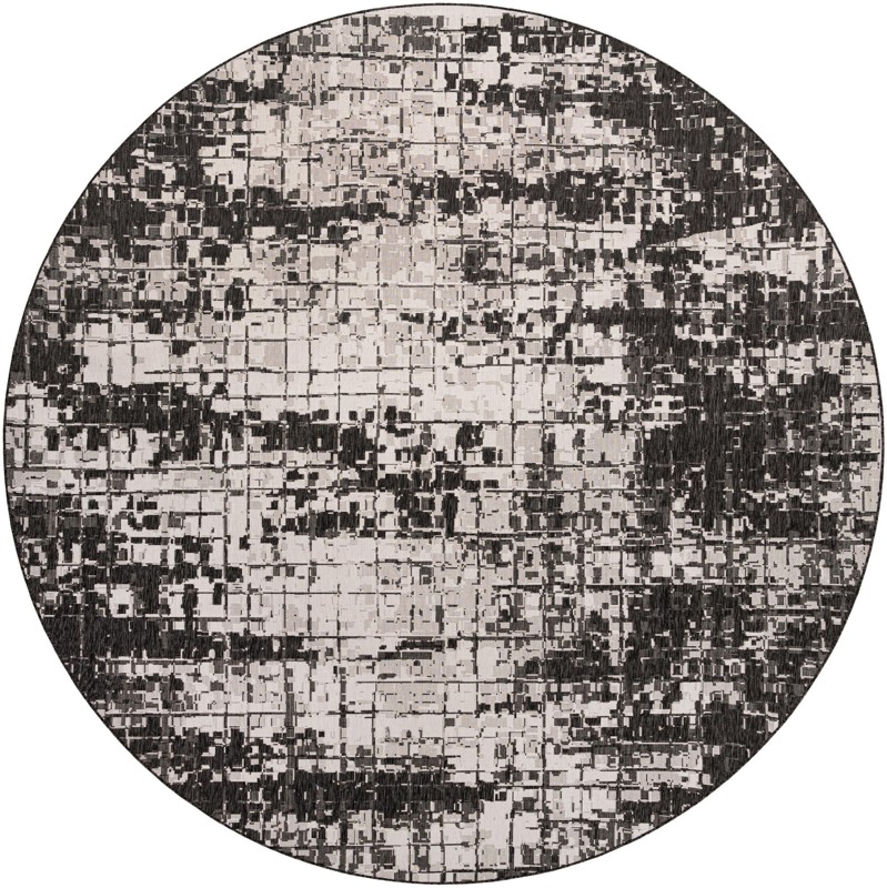 13' x 13' Rigby · Abstract Outdoor Rug, black and white