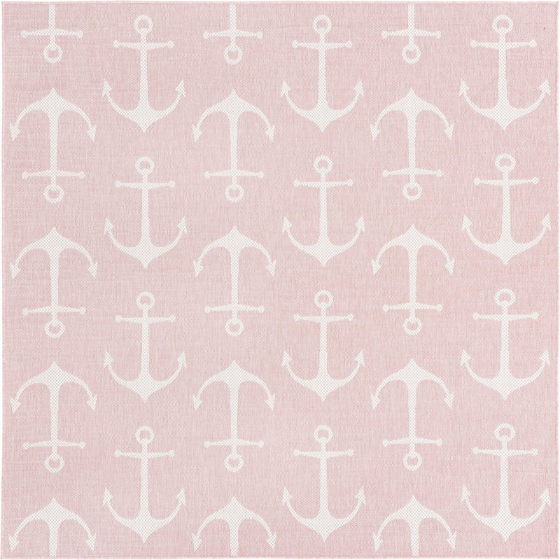 7' 10 x 7' 10 Millbrook · Pictoral Outdoor Rug, pink