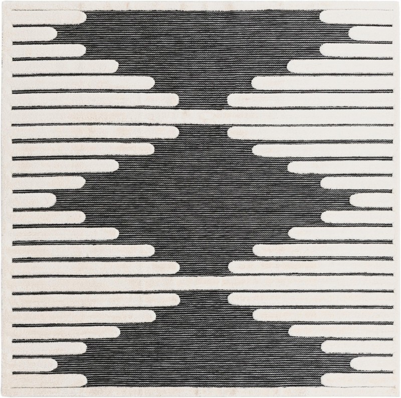 7' 10 x 7' 10 Hibbert · Geometric lines rug, gray and ivory