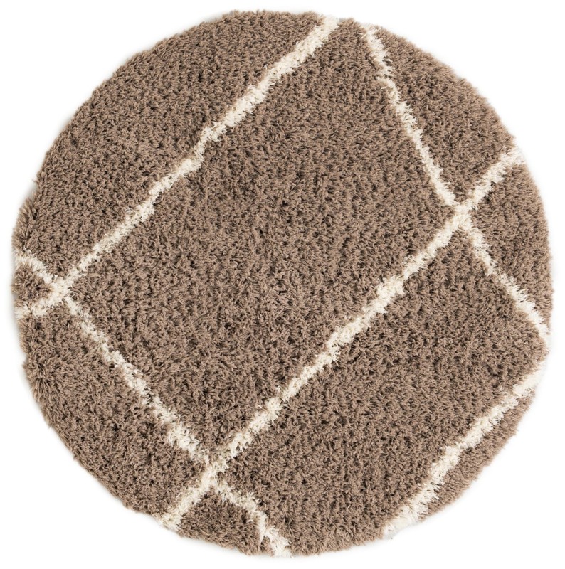 5' x 5' Rockingham · Geometric Shag Rug, khaki