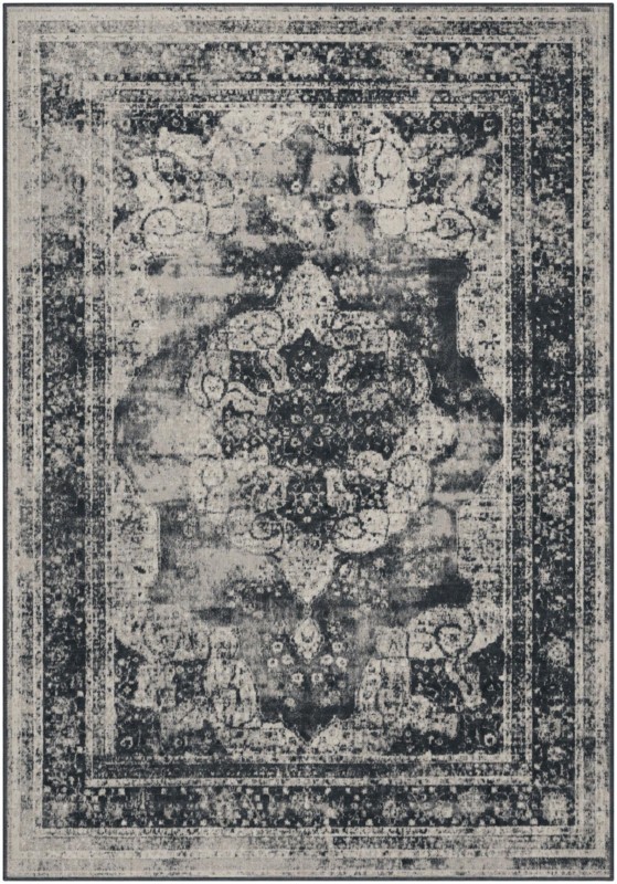 10' x 14' Blakemore · Distressed medallion rug, slate and ivory