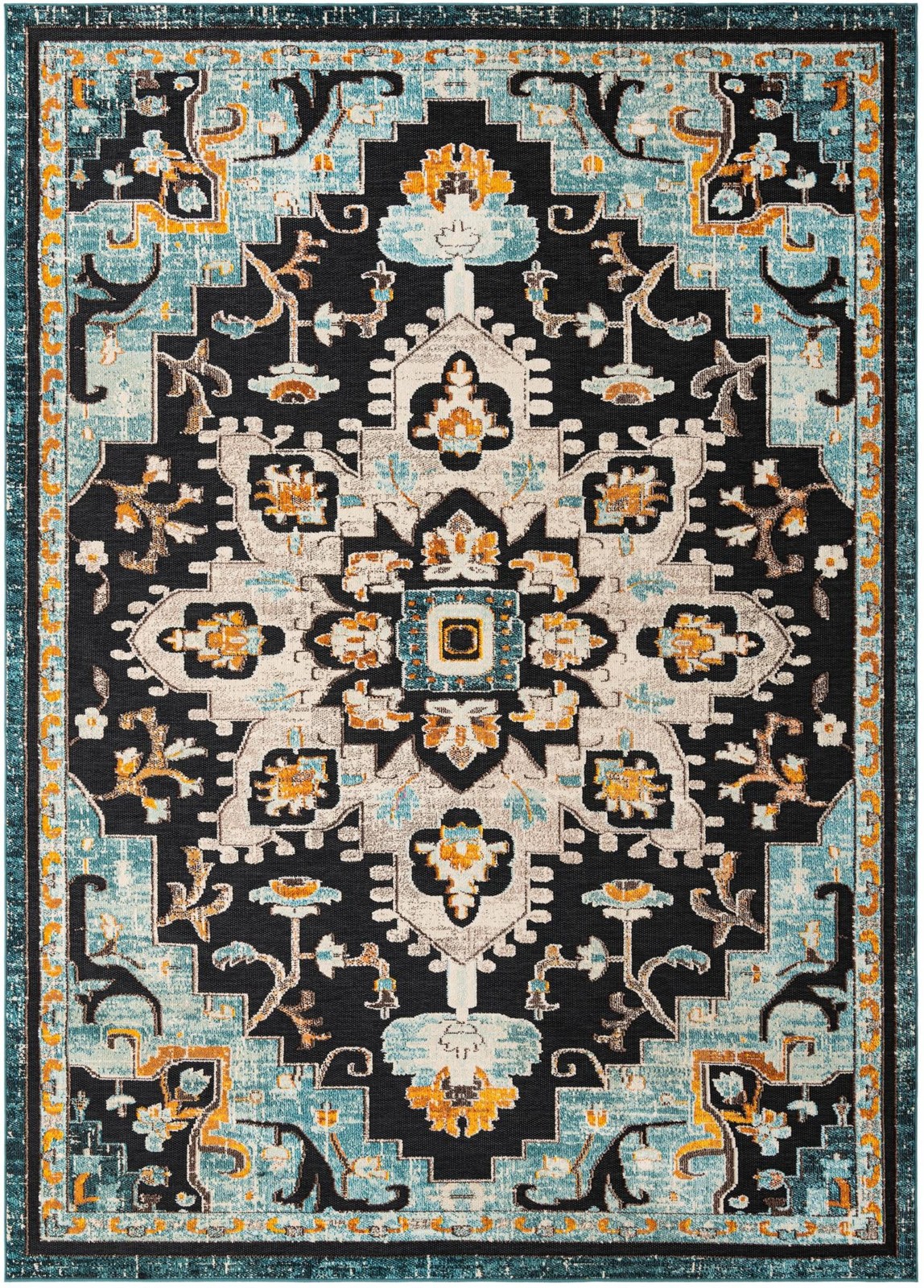 9' x 12' Oldham · Border Outdoor Rug, navy blue