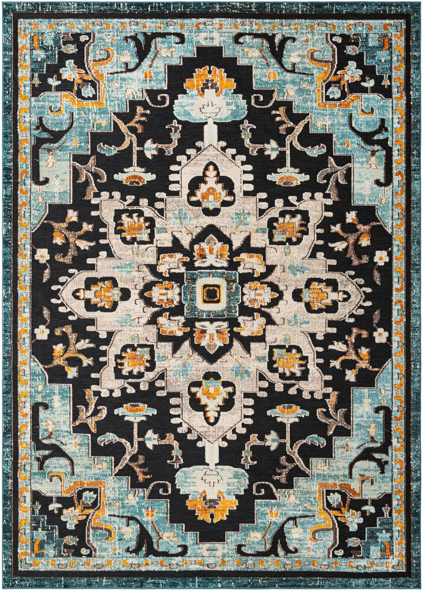 9' x 12' Oldham · Border Outdoor Rug, navy blue