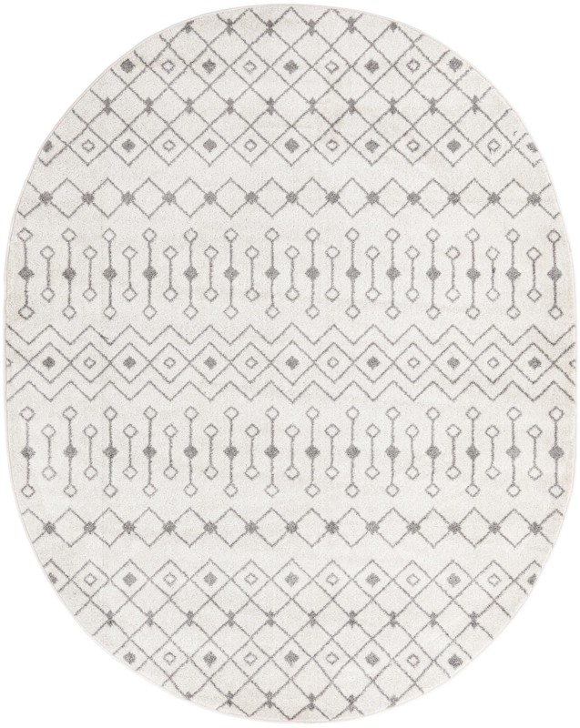 7' 10 x 10' Boswell · Geometric lattice rug, ivory and gray