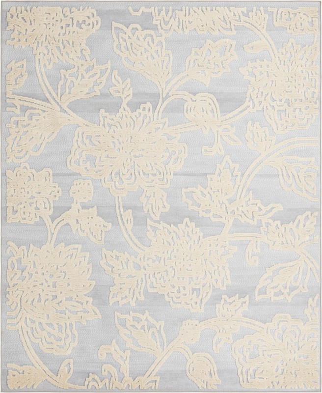 7' 10 x 10' Lidell · Floral Outdoor Rug, gray and ivory