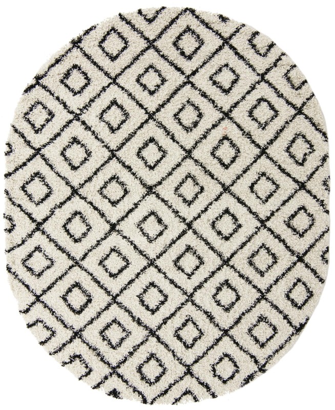 7' 10 x 10' Brock · Geometric diamond Shag Rug, black and cream