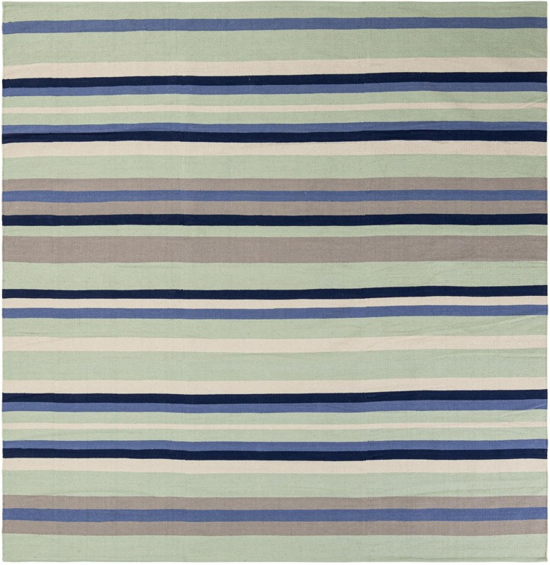 7' 10 x 7' 10 Wortham · Striped rug, aqua blue and gray
