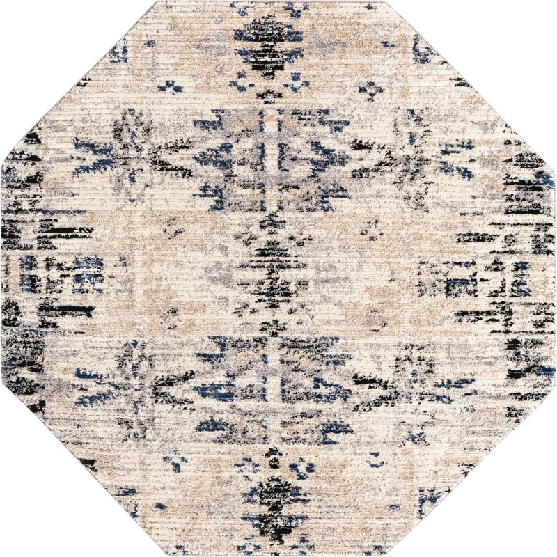 Littleton · Tribal medallion rug, ivory and blue