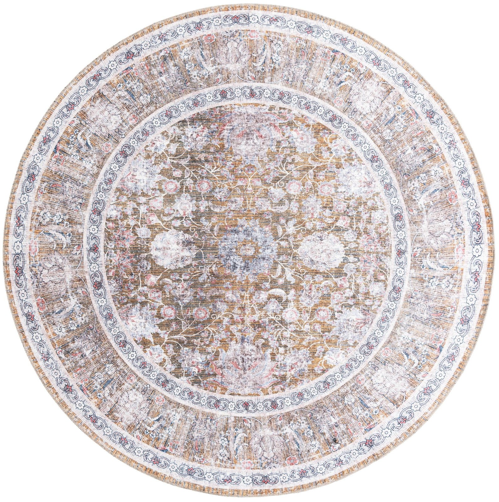7' 10 x 7' 10 Bertie · Border rug, antique gold
