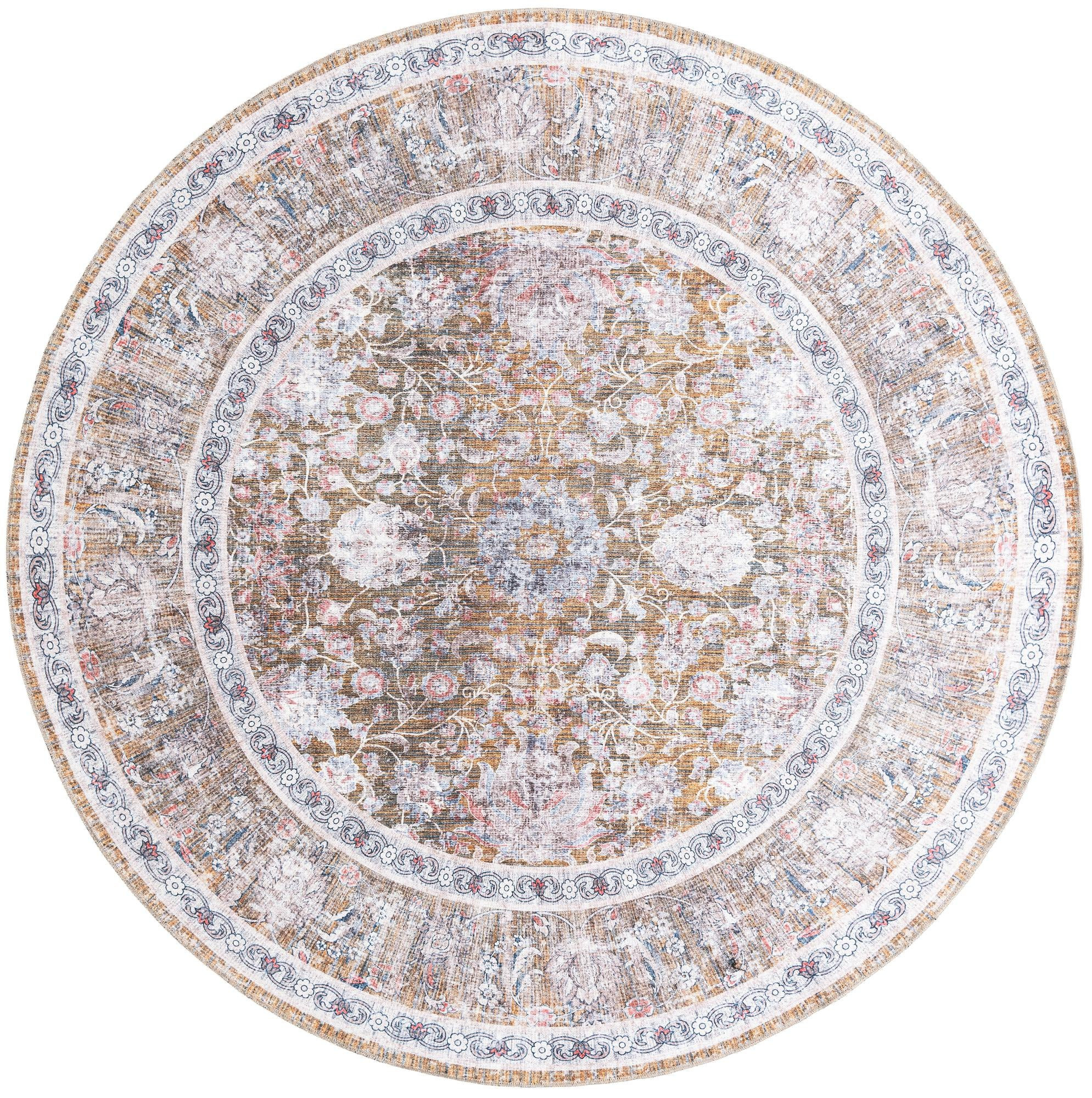 7' 10 x 7' 10 Bertie · Border rug, antique gold