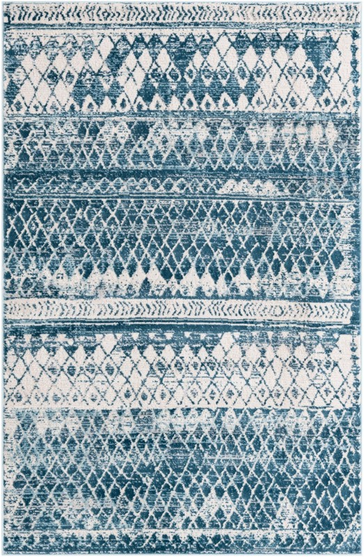 5' x 8' Collier · Border rug, blue