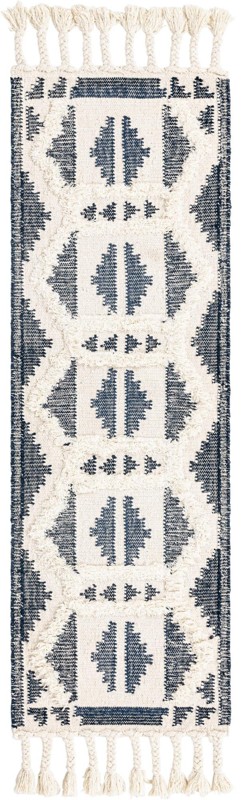 2' 2 x 6' 1 Maitland · Geometric tribal Wool Rug, navy and white