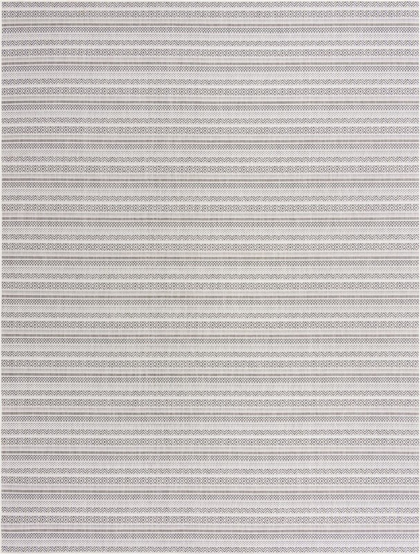 10' x 13' Merlin · Striped geometric Outdoor Rug, beige and black