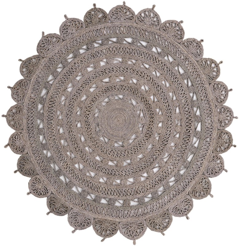 6' 1 x 6' 1 Anise · Medallion Braided Jute Rug, gray